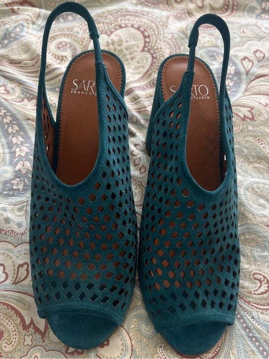 SARTO By Franco Sarto Shoes - SARTO By Franco Sarto Harlet2 Teal Suede Slingbacks Size 8